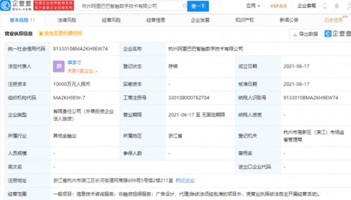 阿里巴巴成立智融數(shù)字技術(shù)公司，注冊(cè)資本1億元加碼信息技術(shù)咨詢服務(wù)